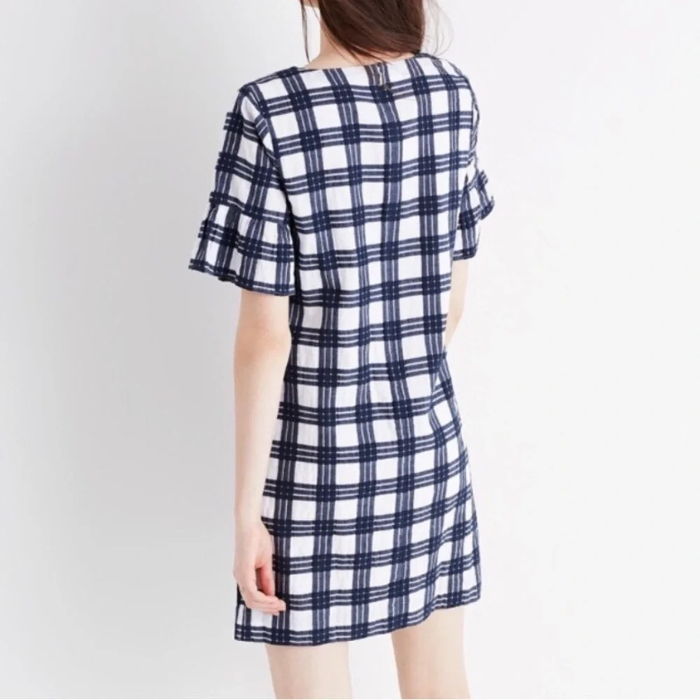 Madewell | Leighton Plaid Bell Sleeve V Neck Dress - Picture 4 of 12